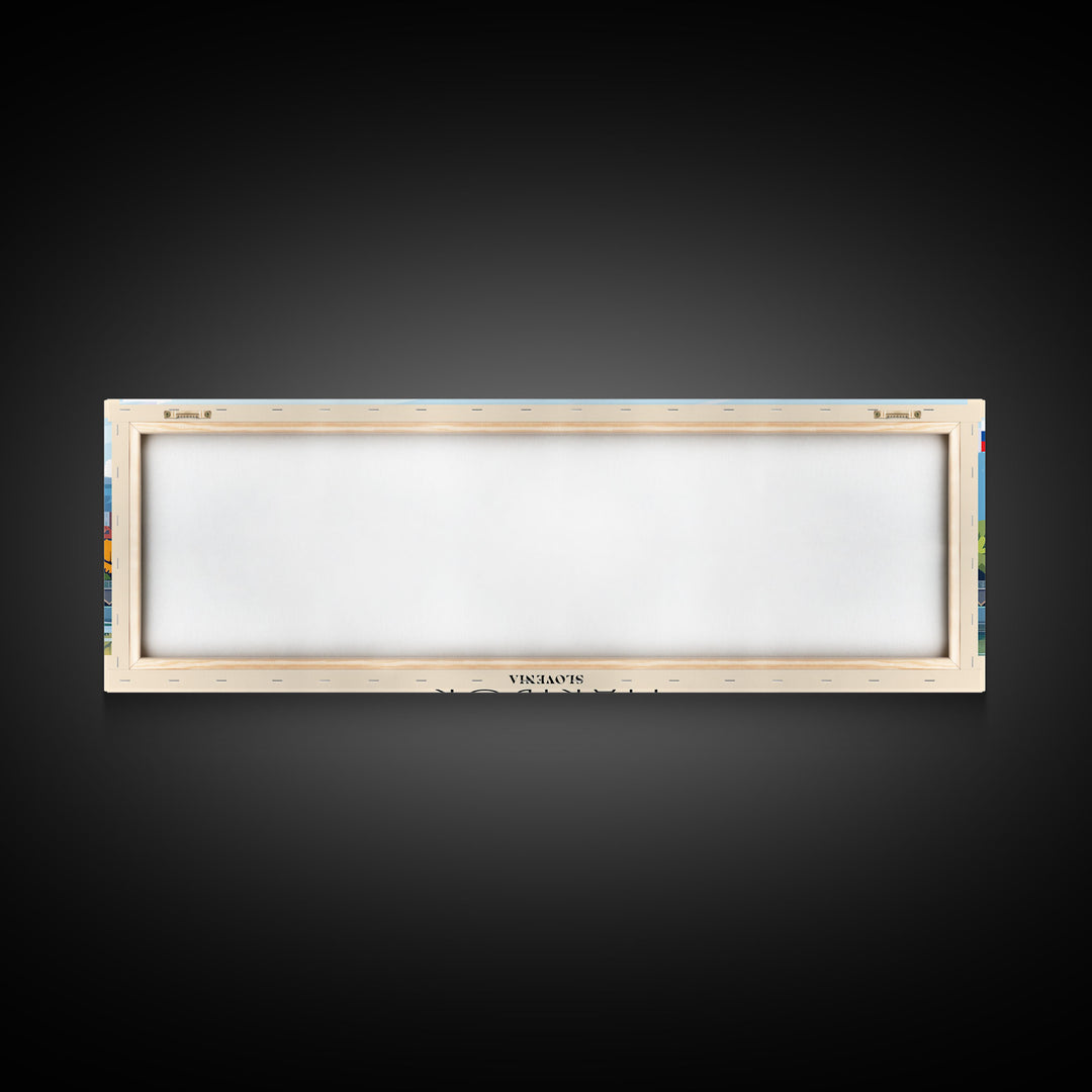 Maribor Slovenia Panoramic Travel Poster, Framed Canvas Print or Metal Wall Art, Travel Art, Home Decor, Panoramic Painting, Midcentury Art