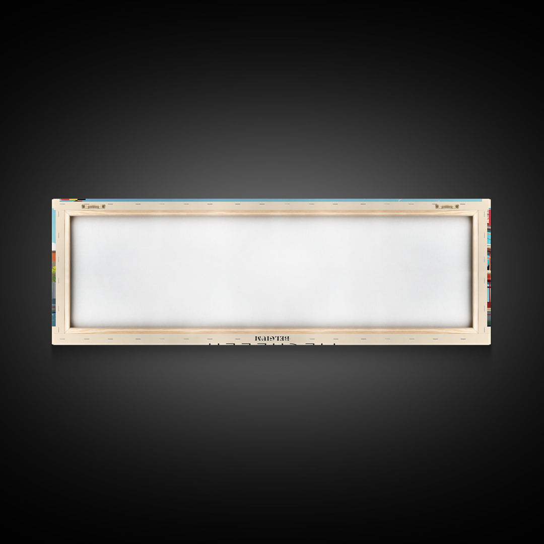 Mechelen Belgium Panoramic Travel Poster, Framed Canvas Print or Metal Wall Art, Travel Art, Home Decor, Panoramic Painting, Midcentury Art