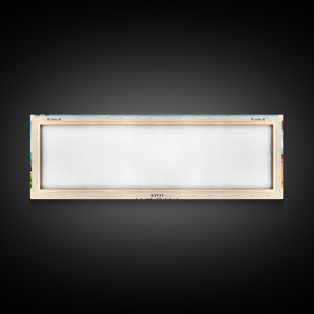 Milan Italy Panoramic Travel Poster, Framed Canvas Print or Metal Wall Art, Travel Art, Home Decor, Panoramic Painting, Midcentury Art