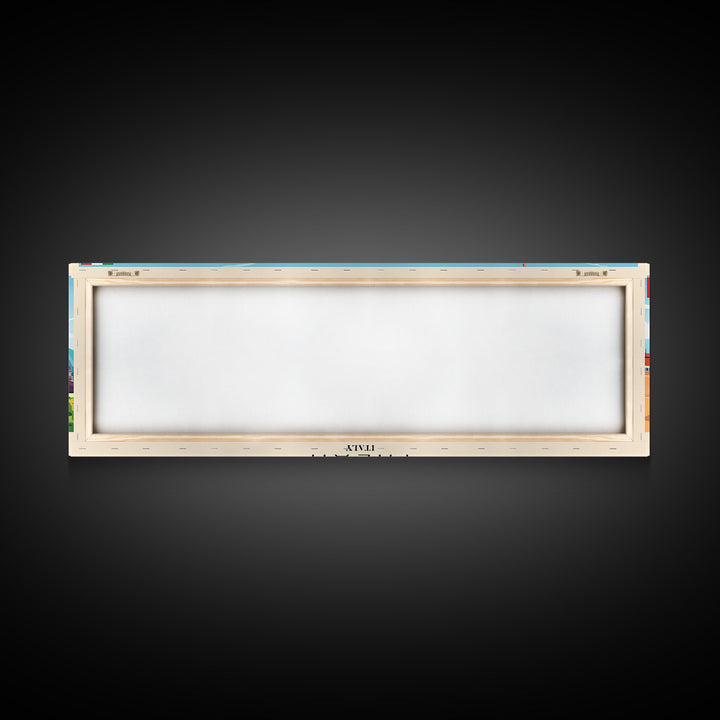 Milan Italy Panoramic Travel Poster, Framed Canvas Print or Metal Wall Art, Travel Art, Home Decor, Panoramic Painting, Midcentury Art