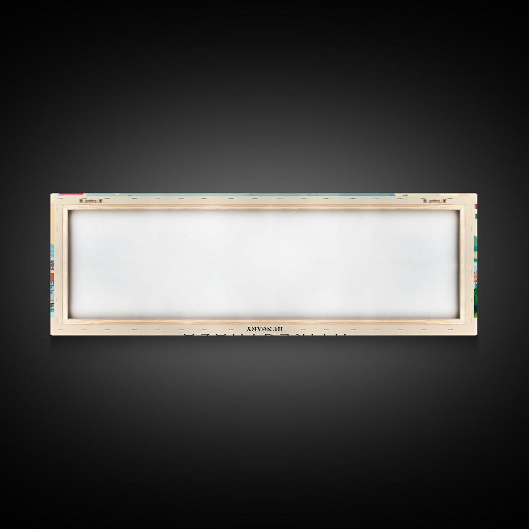 Nyiregyhaza Hungary Panoramic Travel Poster, Framed Canvas Print or Metal Wall Art, Travel Art, Home Decor, Panoramic Painting, Midcentury Art
