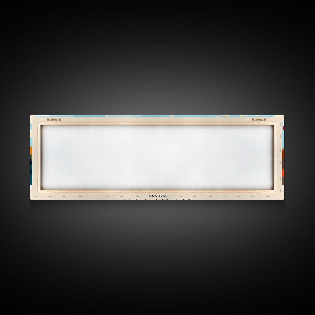 Olsztyn Poland Panoramic Travel Poster, Framed Canvas Print or Metal Wall Art, Travel Art, Home Decor, Panoramic Painting, Midcentury Art