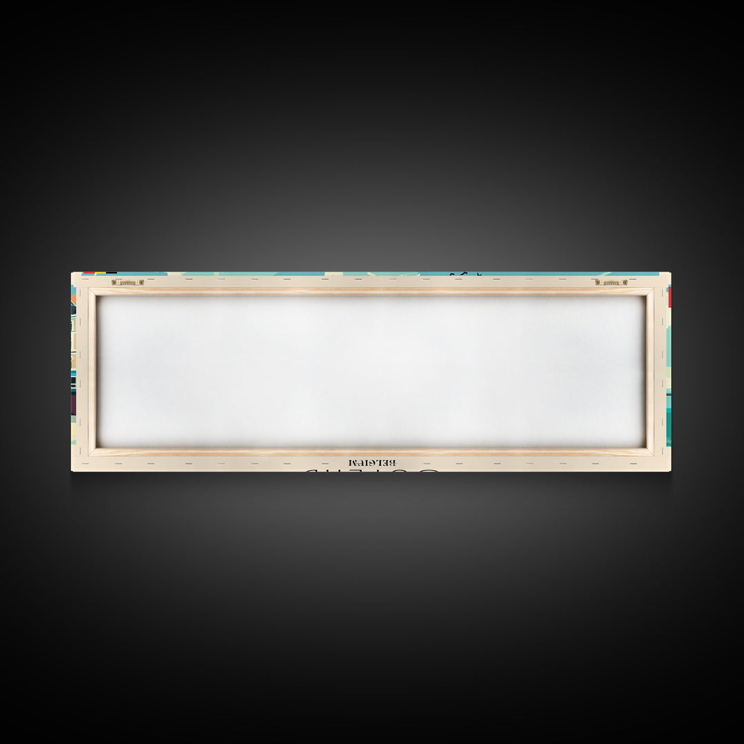 Ostend Belgium Panoramic Travel Poster, Framed Canvas Print or Metal Wall Art, Travel Art, Home Decor, Panoramic Painting, Midcentury Art