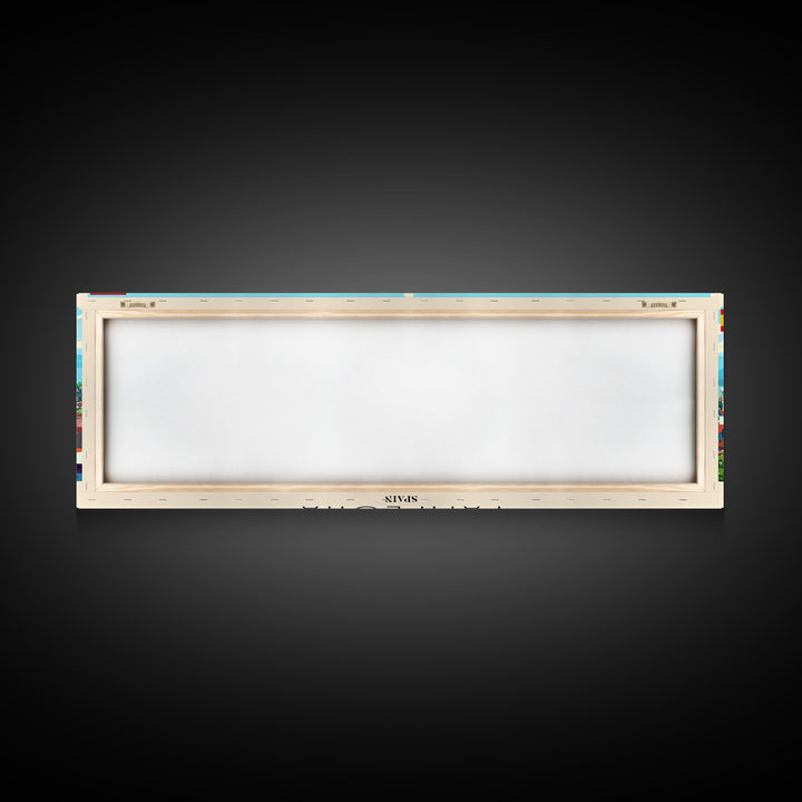 Pamplona Spain Panoramic Travel Poster, Framed Canvas Print or Metal Wall Art, Travel Art, Home Decor, Panoramic Painting, Midcentury Art