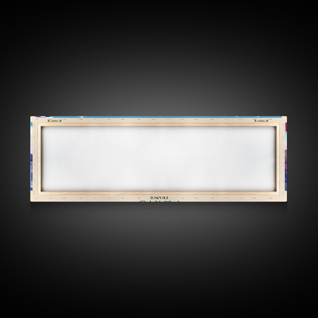 Paris France Panoramic Travel Poster, Framed Canvas Print or Metal Wall Art, Travel Art, Home Decor, Panoramic Painting, Midcentury Art