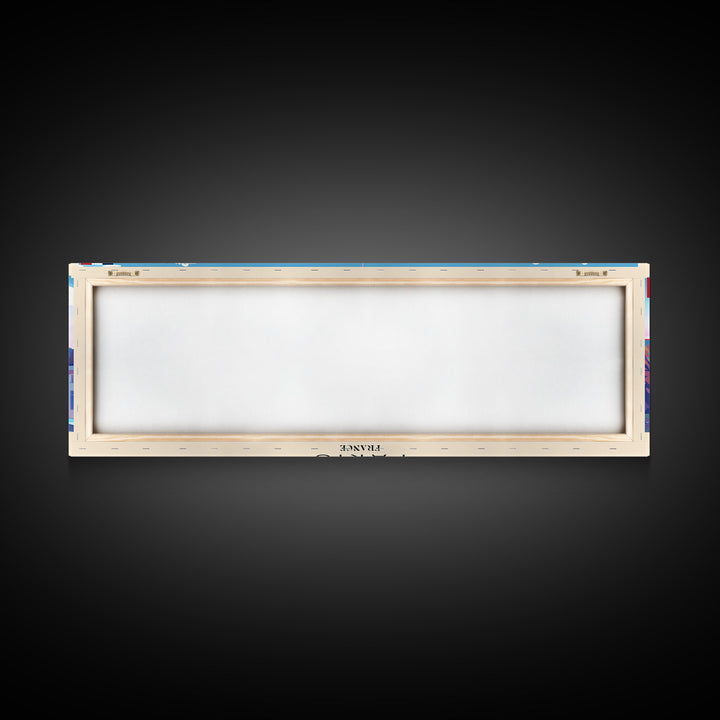 Paris France Panoramic Travel Poster, Framed Canvas Print or Metal Wall Art, Travel Art, Home Decor, Panoramic Painting, Midcentury Art