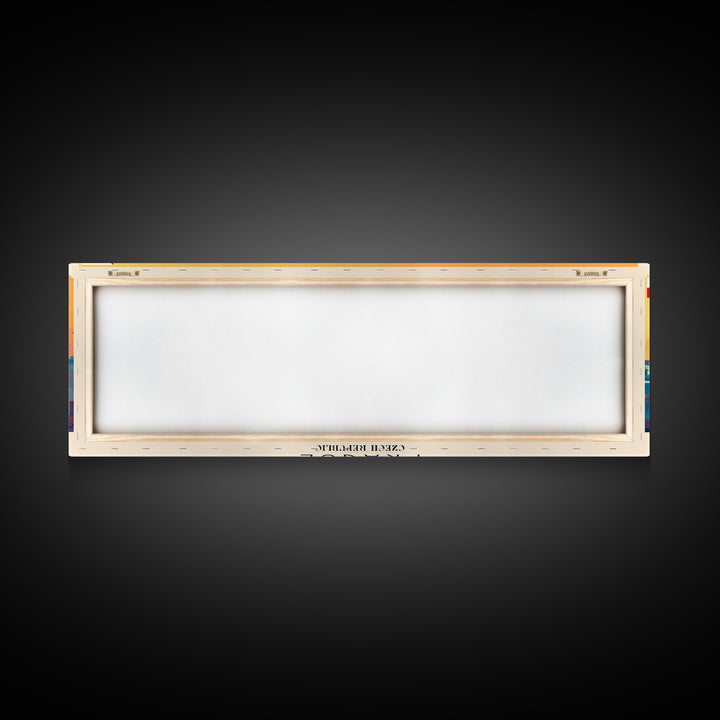 Prague Czech Republic Travel Art, City Art, Framed Canvas Print or Metal Wall Art, Europe Travel Poster, Panoramic Wall Art, Extra Wide Wall Art