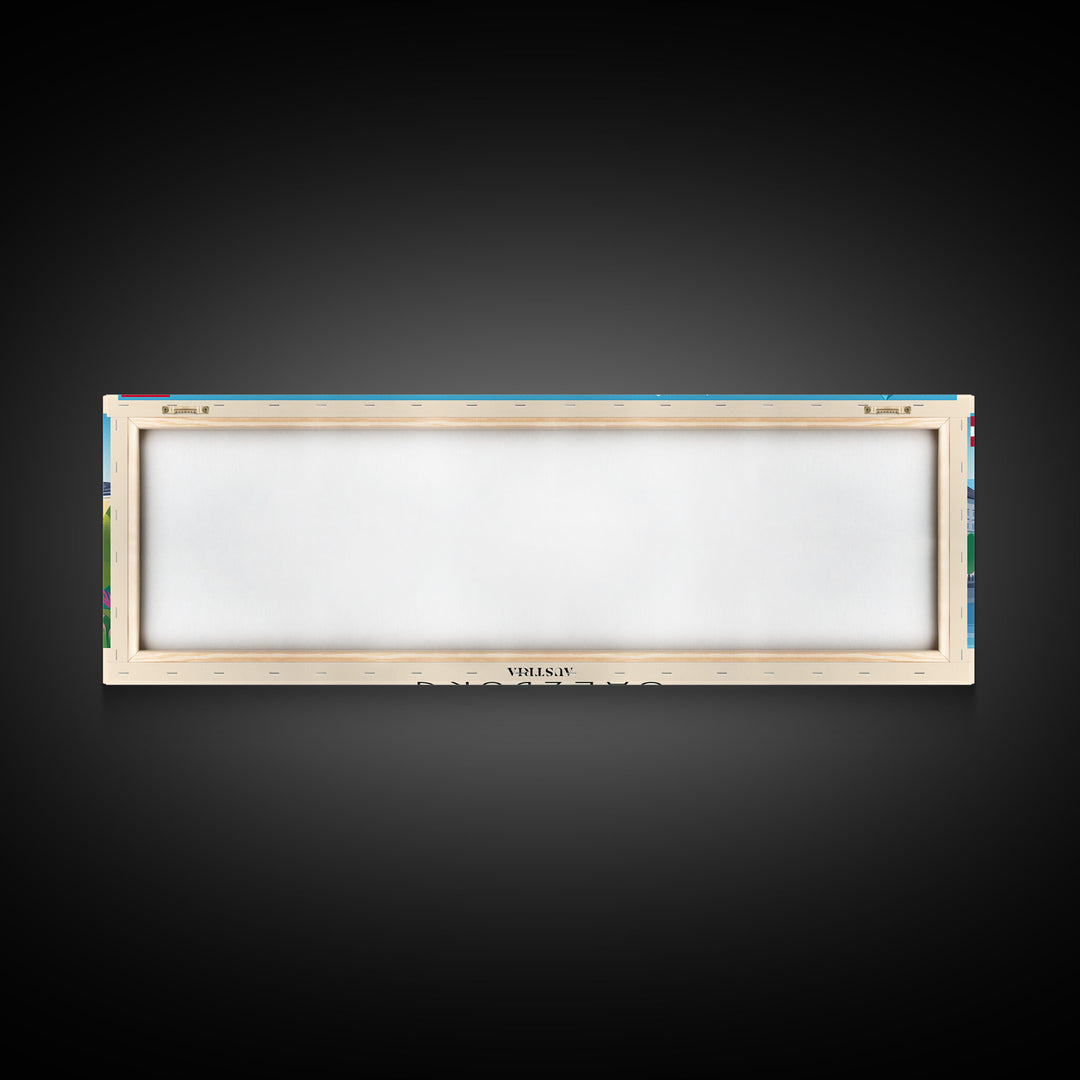 Salzburg Austria Panoramic Travel Poster, Framed Canvas Print or Metal Wall Art, Travel Art, Home Decor, Panoramic Painting, Midcentury Art