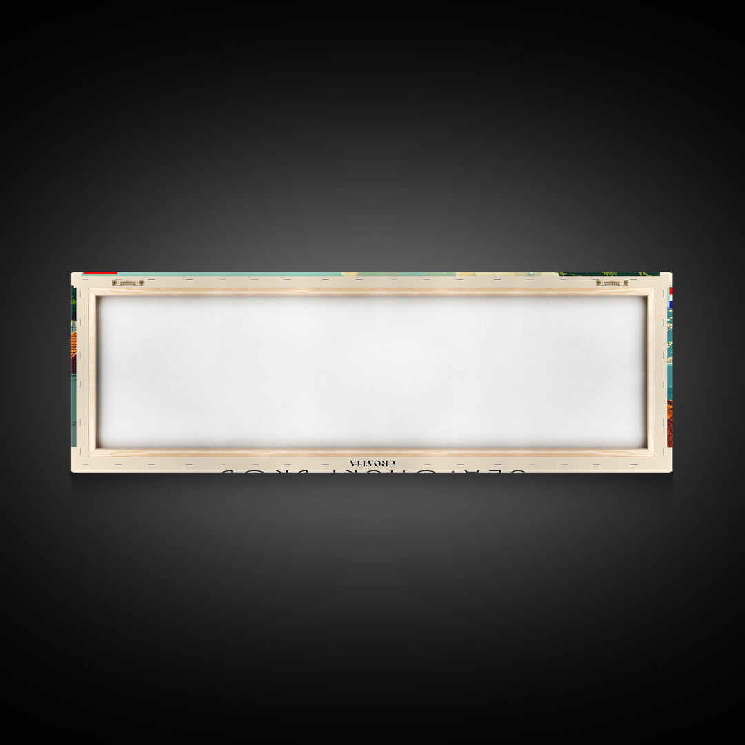 Slavonski Brod Croatia Panoramic Travel Poster, Framed Canvas Print or Metal Wall Art, Travel Art, Home Decor, Panoramic Painting, Midcentury Art