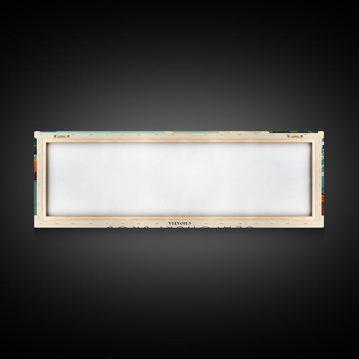 Slavonski Brod Croatia Panoramic Travel Poster, Framed Canvas Print or Metal Wall Art, Travel Art, Home Decor, Panoramic Painting, Midcentury Art