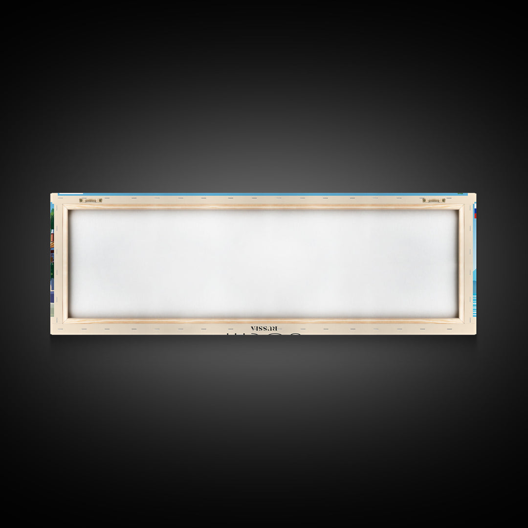 Sochi Russia Panoramic Travel Poster, Framed Canvas Print or Metal Wall Art, Travel Art, Home Decor, Panoramic Painting, Midcentury Art