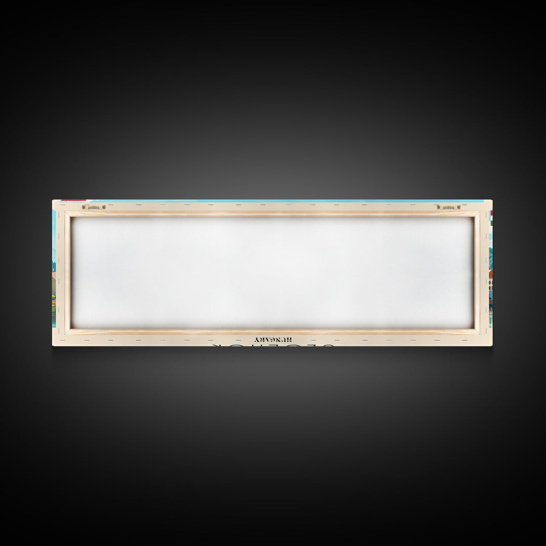 Szkesfehervar Hungary Panoramic Travel Poster, Framed Canvas Print or Metal Wall Art, Travel Art, Home Decor, Panoramic Painting, Midcentury Art