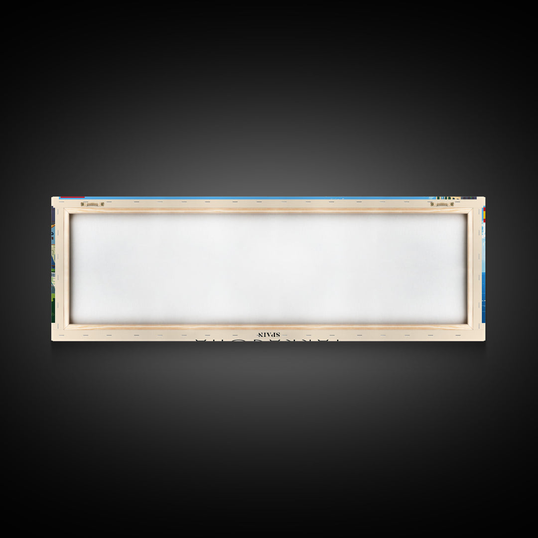 Tarragona Spain Panoramic Travel Poster, Framed Canvas Print or Metal Wall Art, Travel Art, Home Decor, Panoramic Painting, Midcentury Art