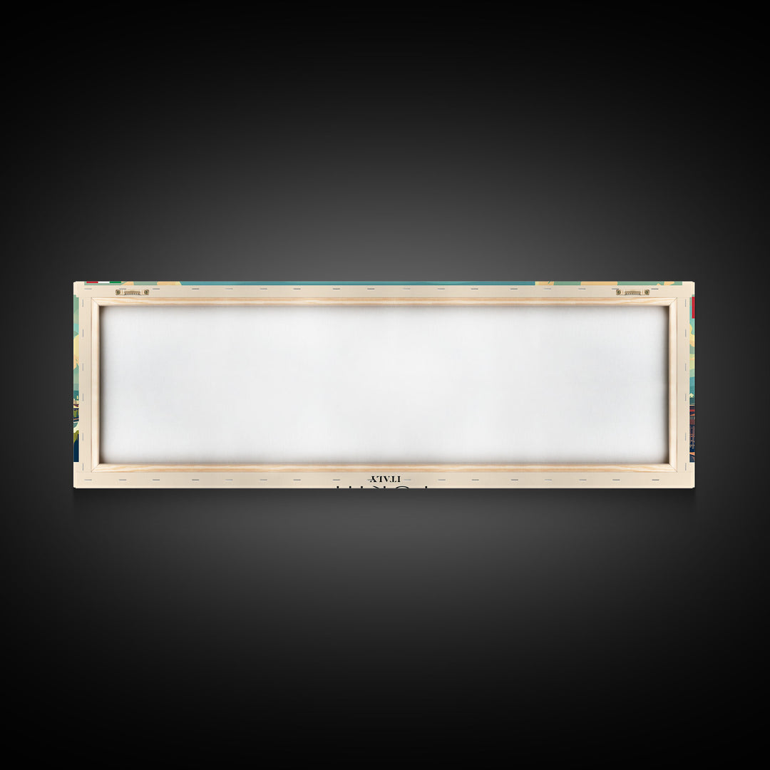 Turin Italy Panoramic Travel Poster, Framed Canvas Print or Metal Wall Art, Travel Art, Home Decor, Panoramic Painting, Midcentury Art