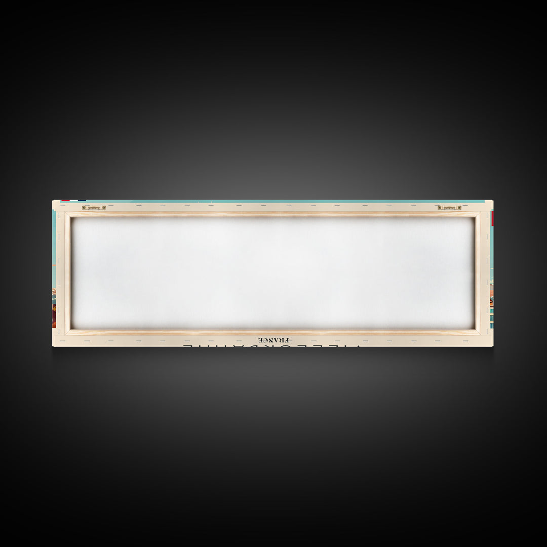 Villeurbanne France Panoramic Travel Poster, Framed Canvas Print or Metal Wall Art, Travel Art, Home Decor, Panoramic Painting, Midcentury Art