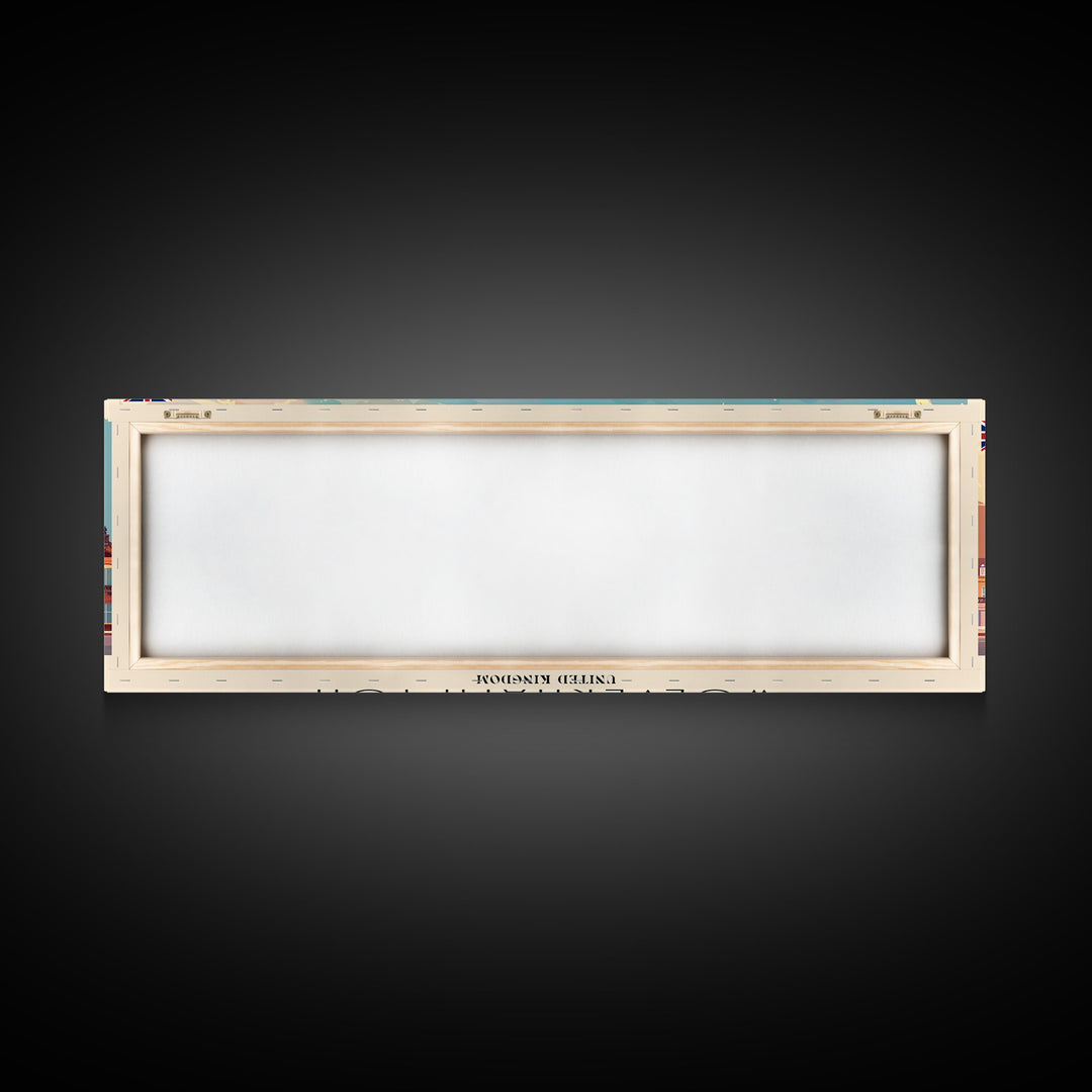 Wolverhampton United Kingdom Panoramic Travel Poster, Framed Canvas Print or Metal Wall Art, Travel Art, Home Decor, Panoramic Painting, Midcentury Art