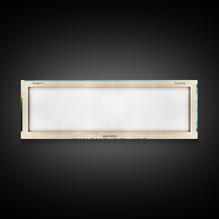 Zaporizhzhia Ukraine Panoramic Travel Poster, Framed Canvas Print or Metal Wall Art, Travel Art, Home Decor, Panoramic Painting, Midcentury Art