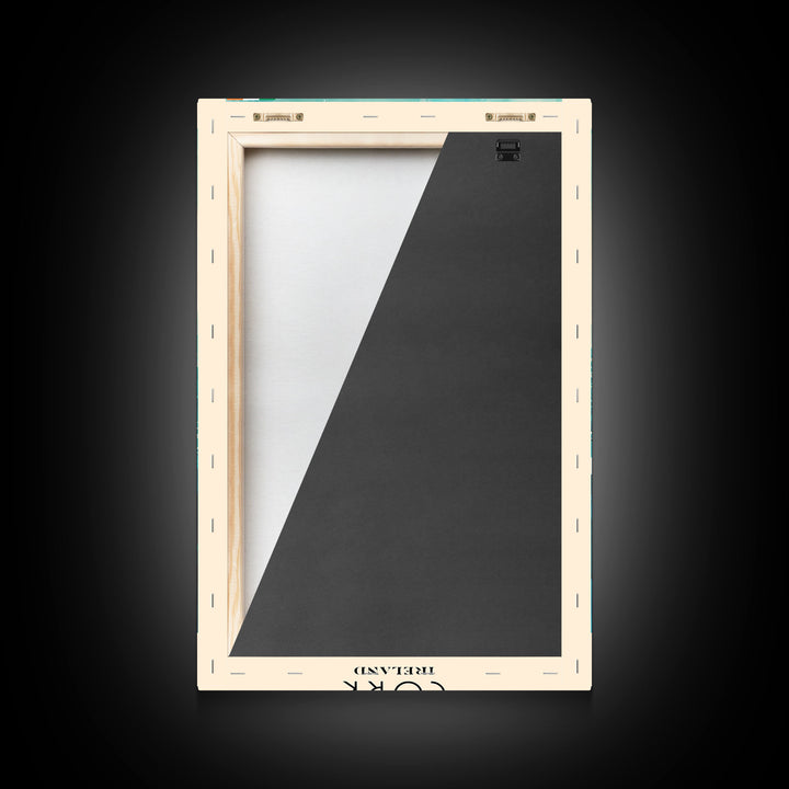 Cork Ireland Watercolor Travel Poster, Framed Canvas Print, Cityscape Wall Art, Home Decoration, Living Room Decor, Original Artwork, Travel Print