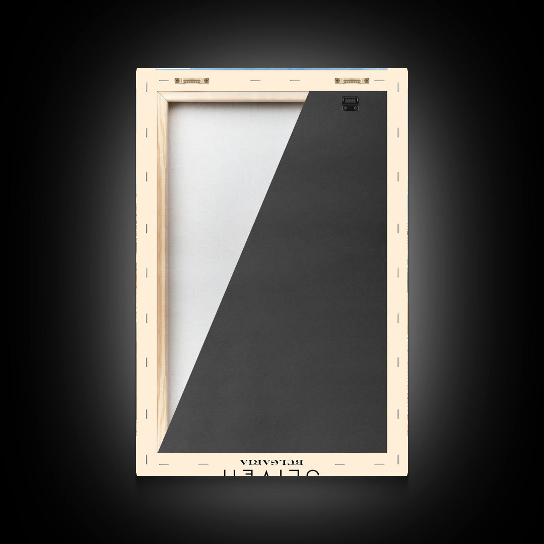 Sliven Bulgaria Travel Poster Framed Canvas Print, Watercolor Painting, Scenic Wall Art, Home Decor, Bulgarian Landscape, Artistic Decor