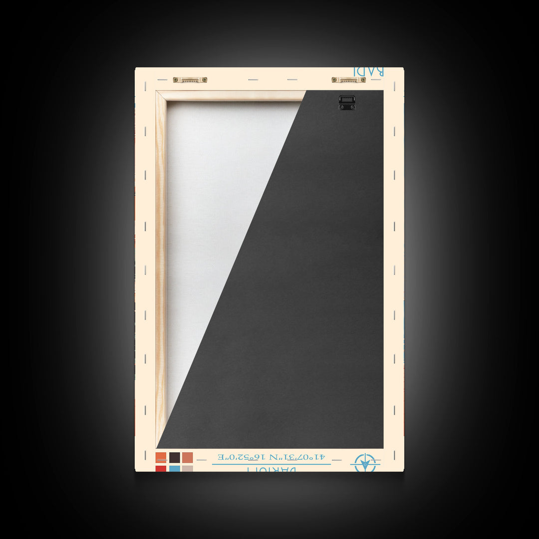 Bari Italy Travel Poster Framed Canvas Print, Midcentury Modern Art, Pop Art Wall Decor, Home Decor, Vacation Gift, Living Room Art