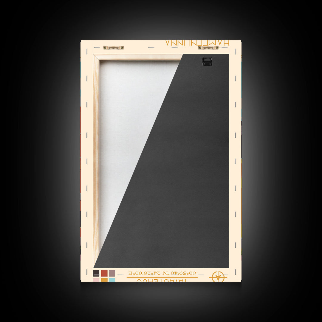 Hämeenlinna City in Finland Finland Travel Poster Framed Canvas Print, Midcentury Modern Art, Pop Art Wall Decor, Home Decor, Vacation Gift, Bedroom Art