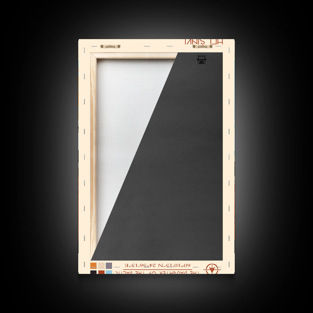 Helsinki Finland Travel Poster Framed Canvas Print, Midcentury Modern Art, Pop Art Wall Decor, Scenic Bedroom Art, Office Decoration