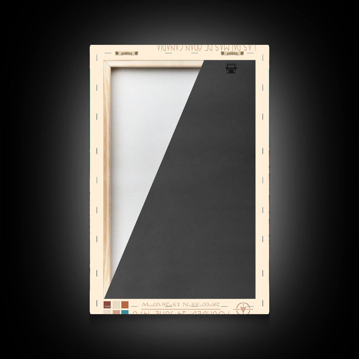 Las Palmas de Gran Canaria Spain Travel Poster Framed Canvas Print, Midcentury Modern Art, Pop Art Wall Decor, Scenic Wall Art, Bedroom Decoration