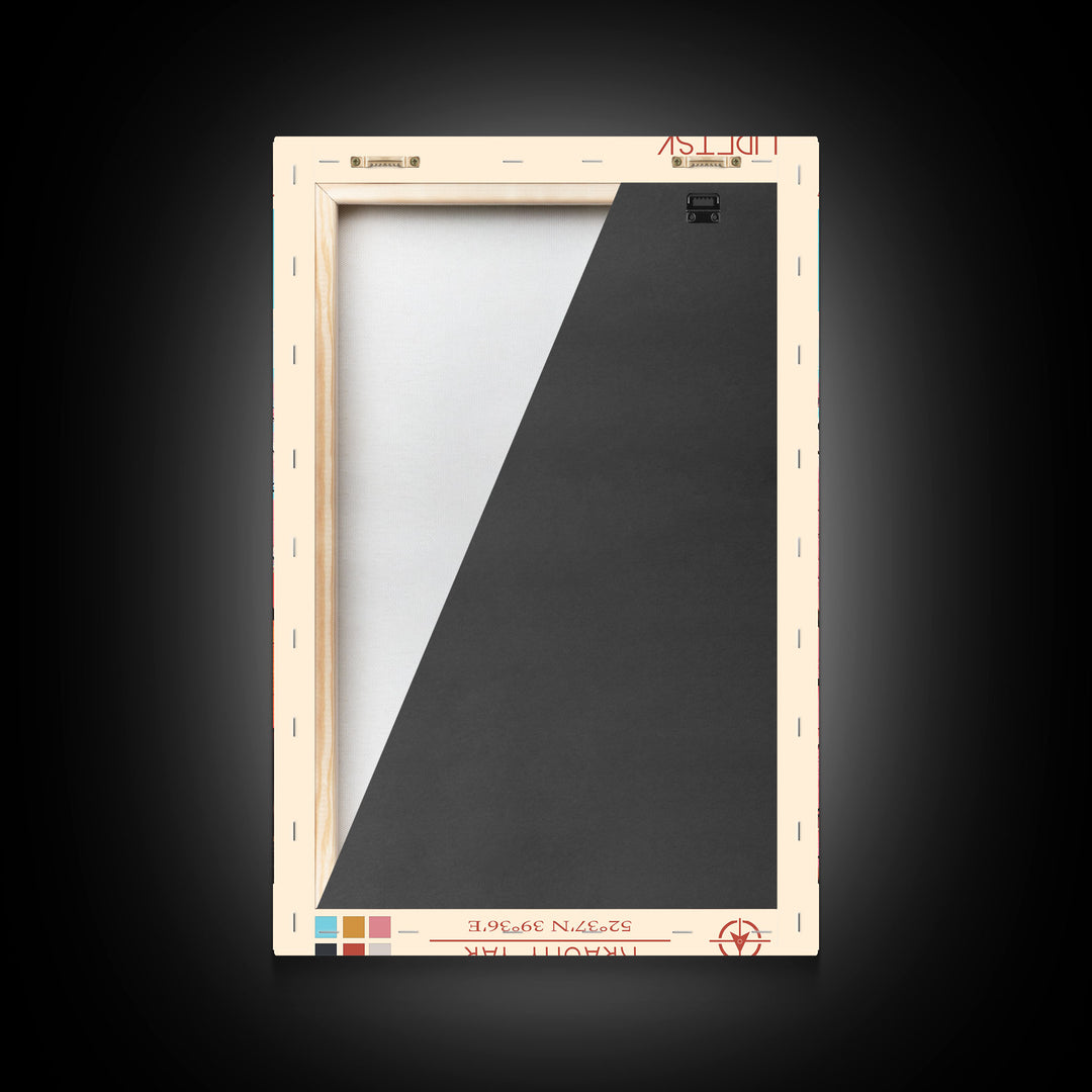 Lipetsk Russia Travel Poster Framed Canvas Print, Midcentury Modern Art, Pop Art Wall Decor, Scenic Art, Home and Office Decoration