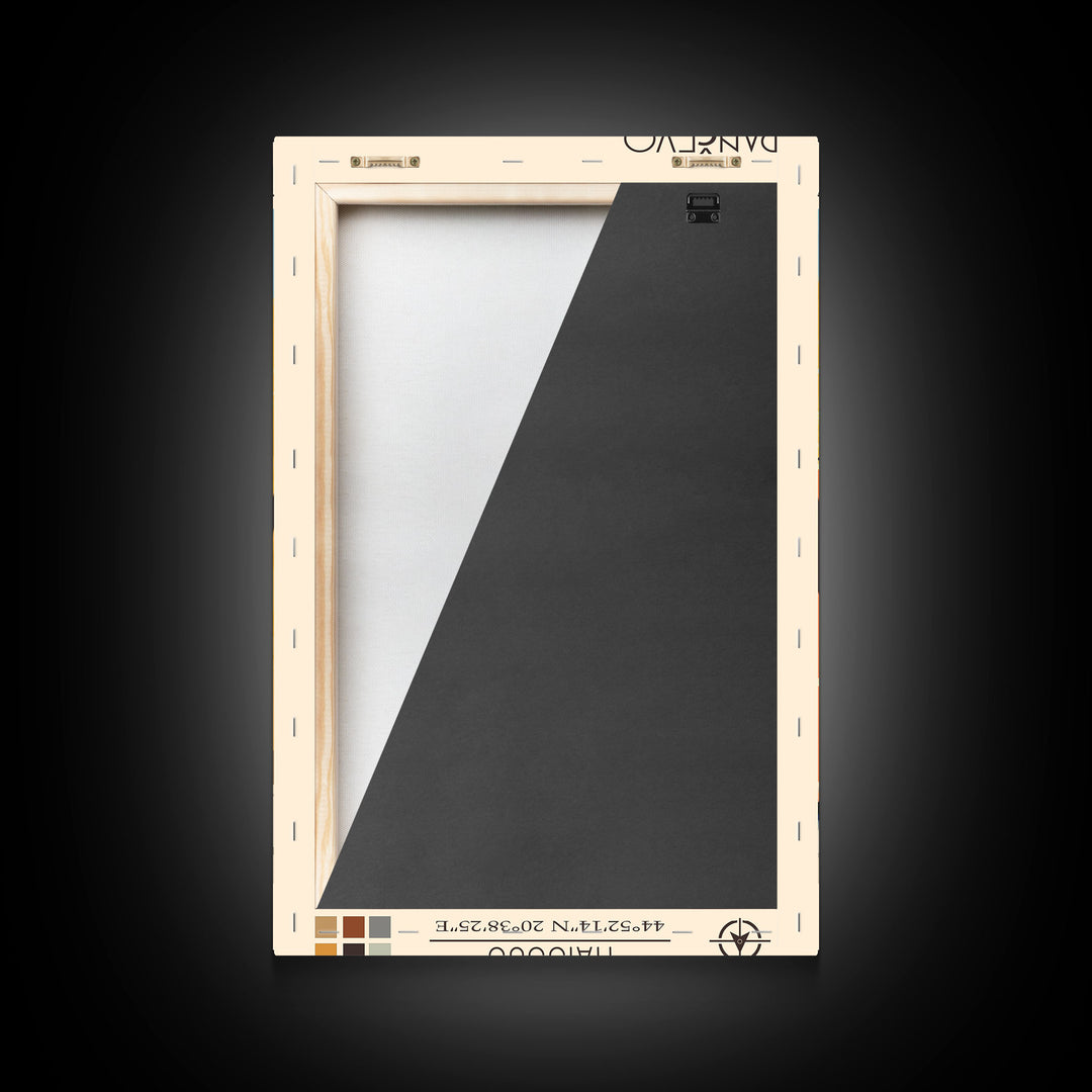 Pančevo Serbia Travel Poster Framed Canvas Print, Midcentury Modern Art, Pop Art Wall Decor, Scenic Wall Art, Living Room Decoration, Office Art