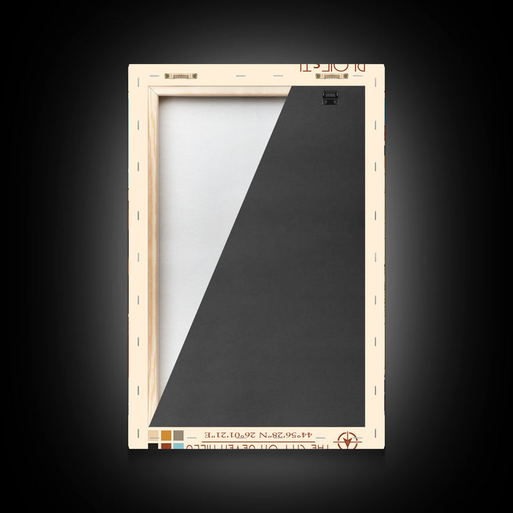 Ploiești Romania Travel Poster Framed Canvas Print, Midcentury Modern Art, Pop Art Wall Decor, Scenic Wall Art, Bedroom Decoration