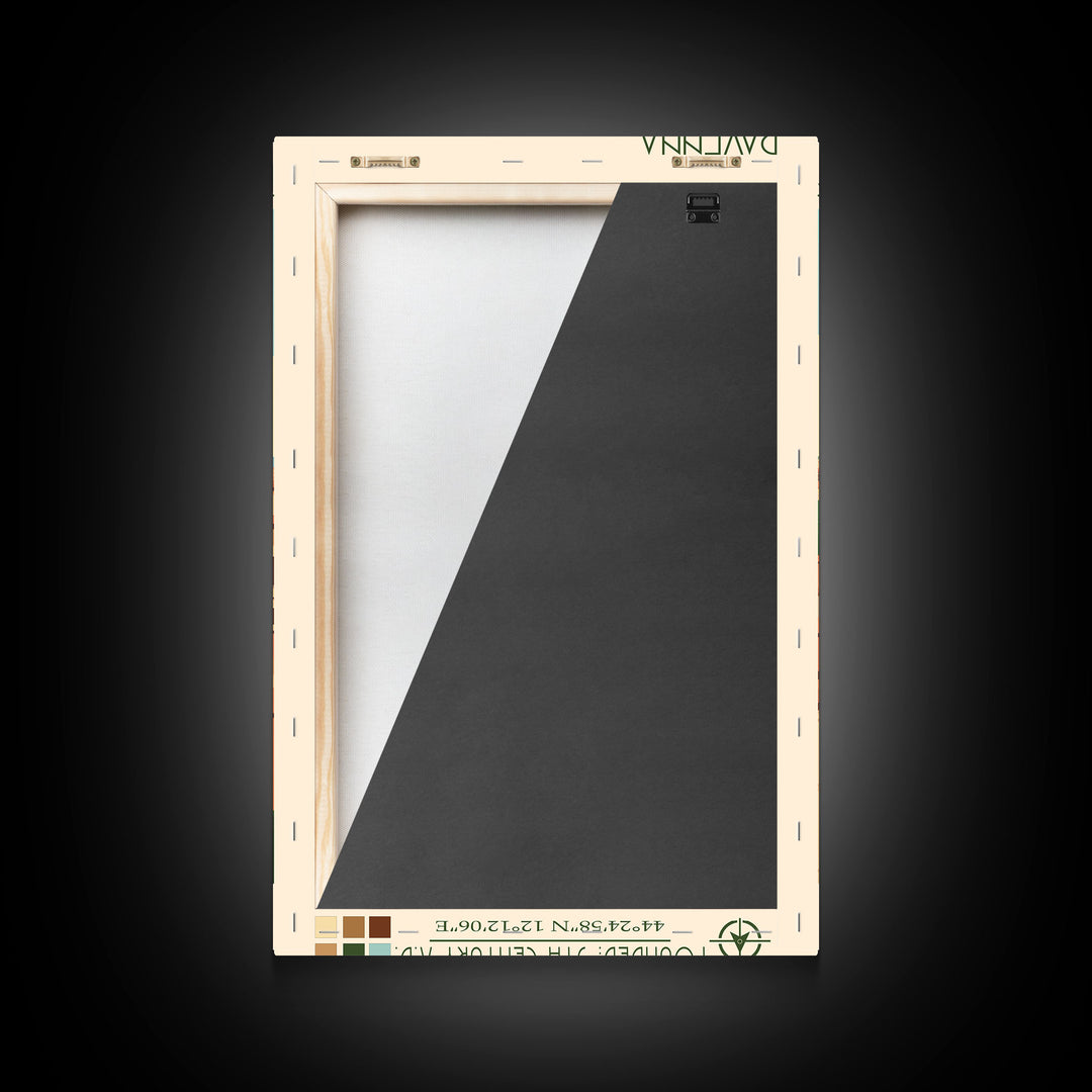 Ravenna Italy Travel Poster Framed Canvas Print, Midcentury Modern Art, Pop Art Wall Decor, Home Decor, Vacation Gift, Office Art