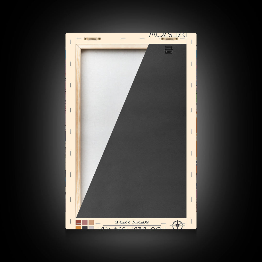 Rzeszów Poland Travel Poster Framed Canvas Print, Midcentury Modern Art, Pop Art Wall Decor, Living Room Art, Bedroom Decoration