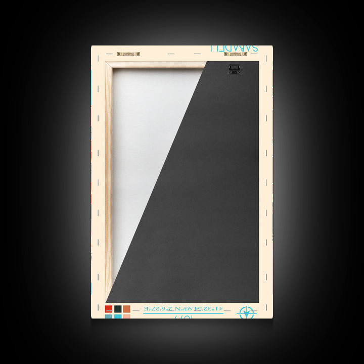 Sabadell Spain Travel Poster Framed Canvas Print, Midcentury Modern Art, Pop Art Wall Decor, Home Decor, Vacation Gift, Office Art