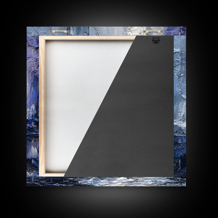 Crystal Cave with Luminous Blue Reflections Framed Canvas Print, Fantasy Art, Gallery Decor, Living Room Decor, Mythic, FAN-1x1-78