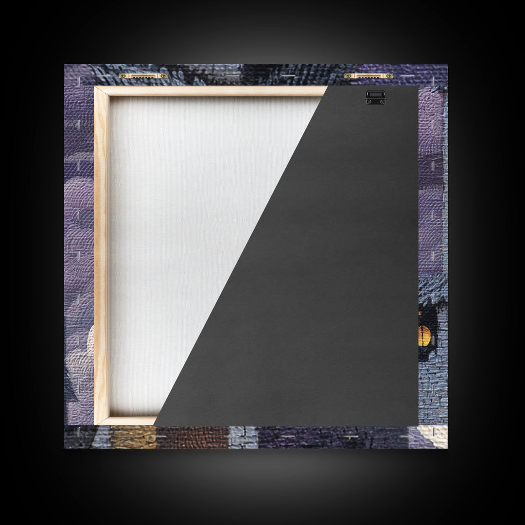 Armored Knight Facing a Glowing Portal Framed Canvas Print, Fantasy Art, Fine Art Print, Living Room Decor, Oil Painting, FAN-1x1-79