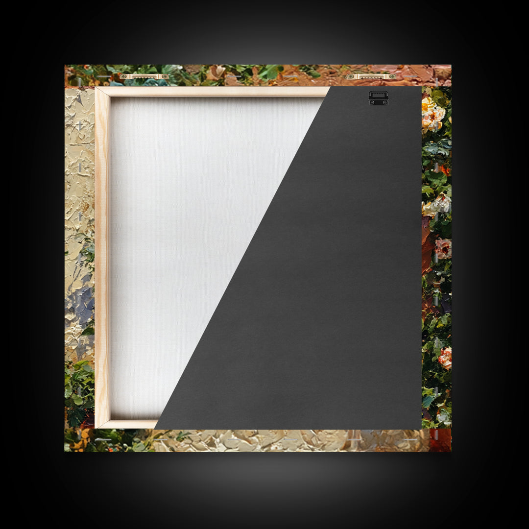 Rustic Door Covered Framed Canvas Print, French Country Art, Floral Wall Art, Farmhouse Decor, Fine Art, Country, Gallery Decor, FCA-1x1-65
