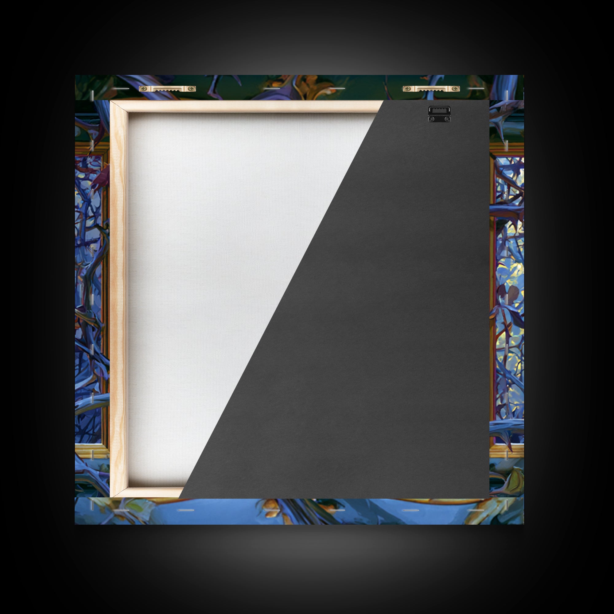 Magic Mirror Framed by Vines and Thorns Framed Canvas Print, Fairy Tale Art, Boho Decor, Living Room Decor, Oil Painting, FTA-1x1-37
