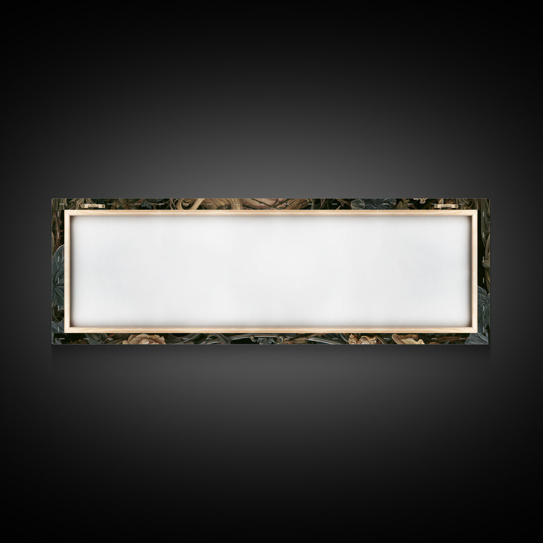 Magic Mirror Framed by Vines and Thorns Canvas Print, Fairy Tale Art, Princess Wall Art, Living Room Decor, Oil Painting, FTA-3x1-29