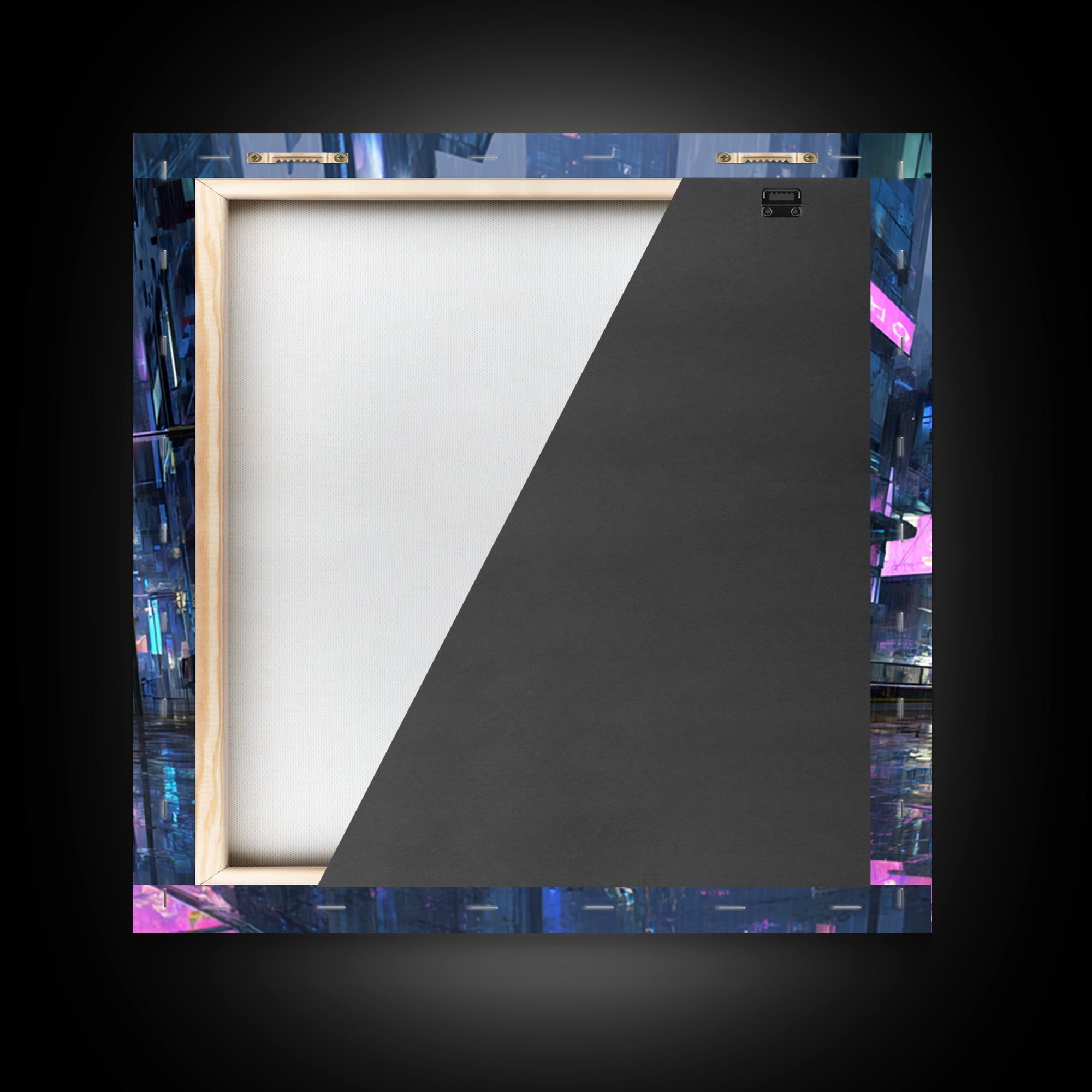 White and Blue Utopian Megastructure Framed Canvas Print, Futuristic Art, Room Decor, Living Room Decor, Fine Art, Future, FUT-1x1-12