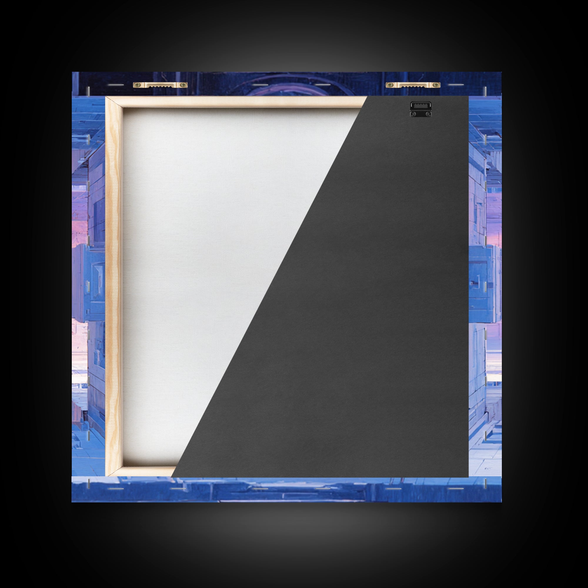 White and Blue Utopian Megastructure Canvas Print, Futuristic Art, Canvas Wall Art, Living Room Decor, Watercolor Art, Future, FUT-1x1-36