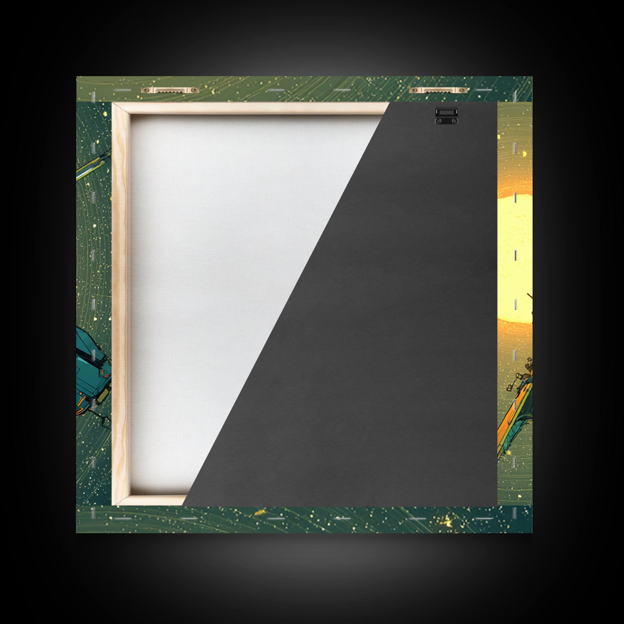 Solar Sail Ship Crossing Star Filled Space Framed Canvas Print, Futuristic Art, Mid Century Modern, Living Room Decor, Future, FUT-1x1-41