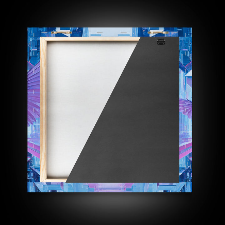 Futurist Bird Made of Panels and Light Framed Canvas Print, Futuristic Art, Statement Artwork, Living Room Decor, Future, FUT-1x1-70