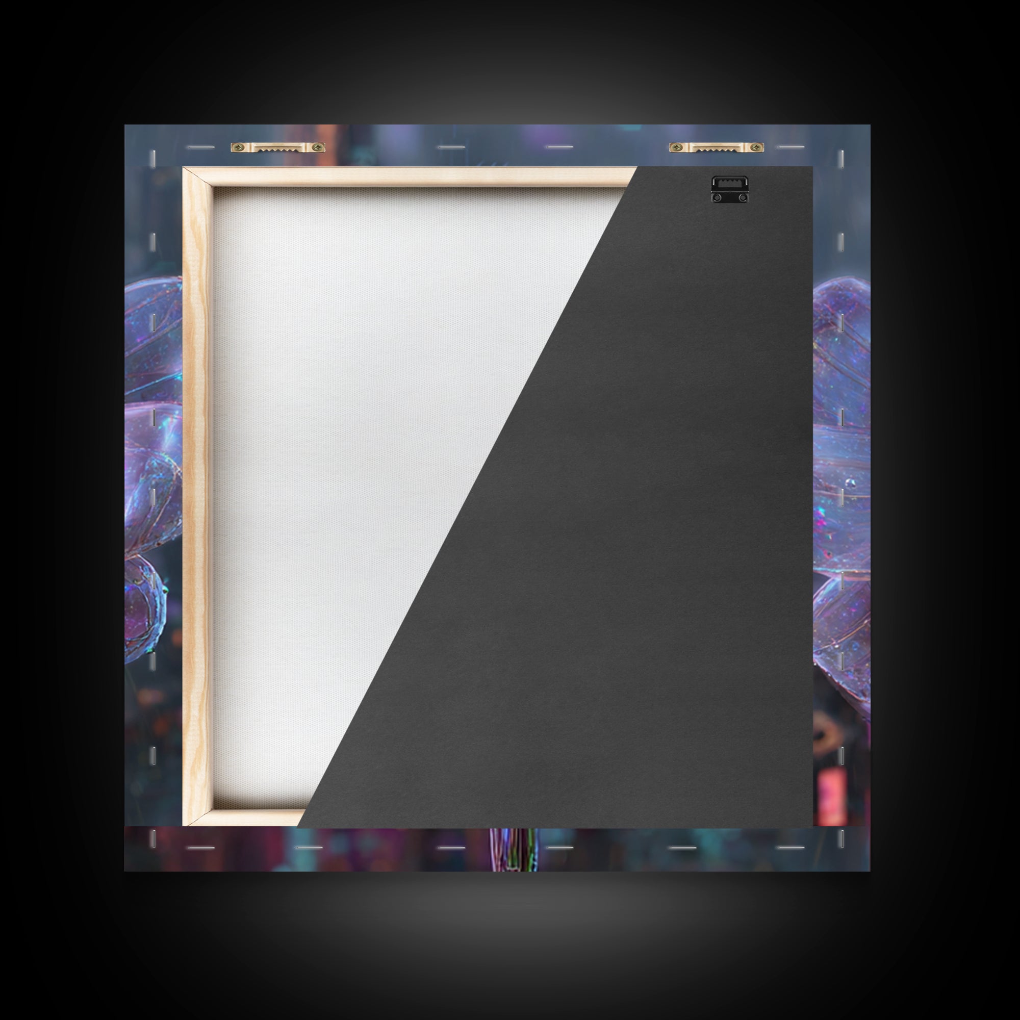 Holographic Flower Rendered Framed Canvas Print, Futuristic Art, Home Decor, Living Room Decor, Future, Unique Wall Art, FUT-1x1-78