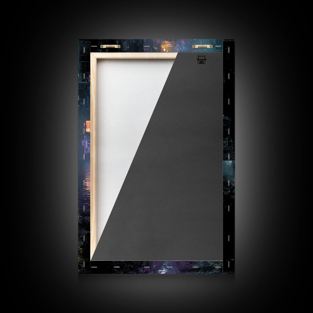Floating Glass Architecture Above Reflective Water Canvas Print, Futuristic Art, Neutral Decor, Living Room Decor, Future, FUT-2x3-35