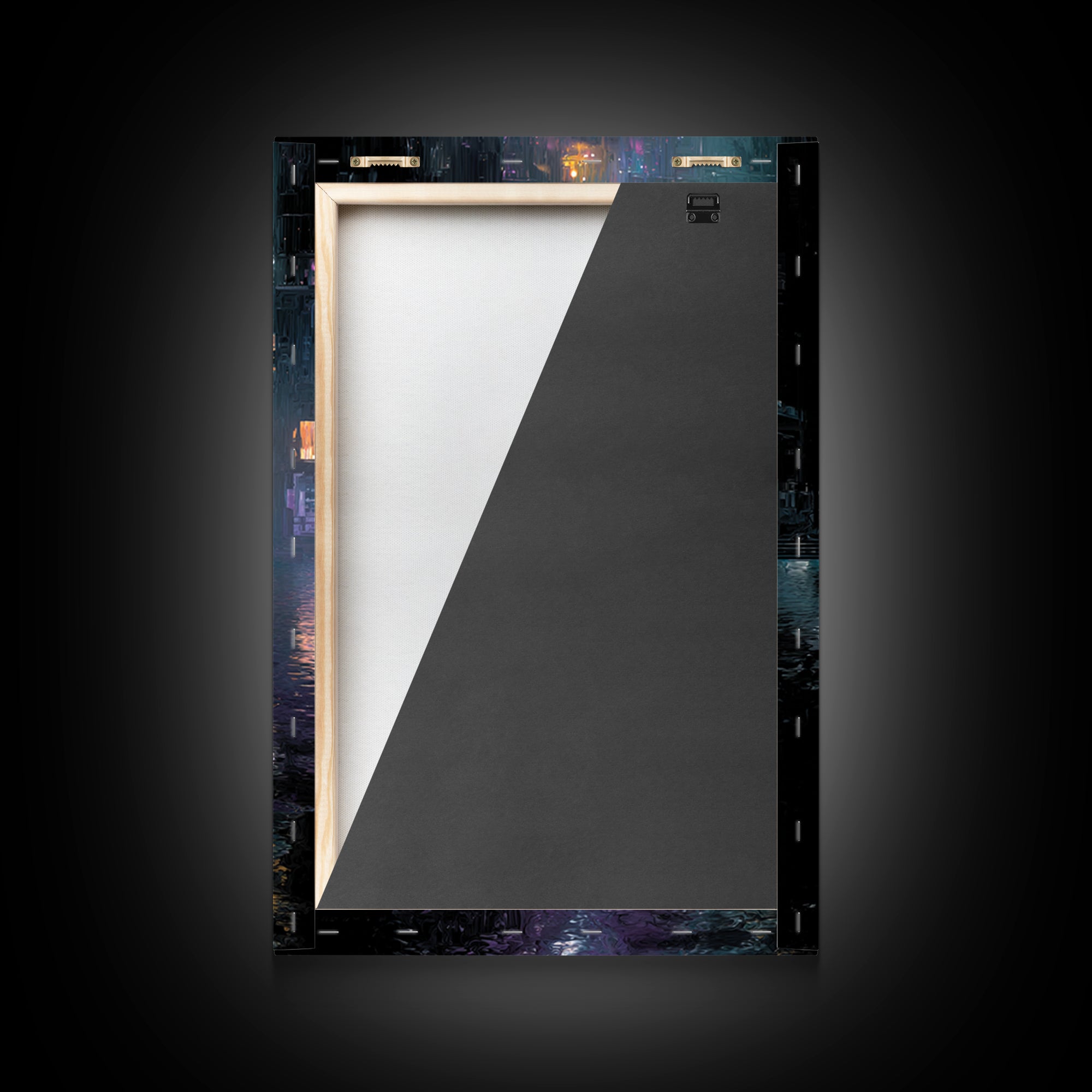 Floating Glass Architecture Above Reflective Water Canvas Print, Futuristic Art, Neutral Decor, Living Room Decor, Future, FUT-2x3-35