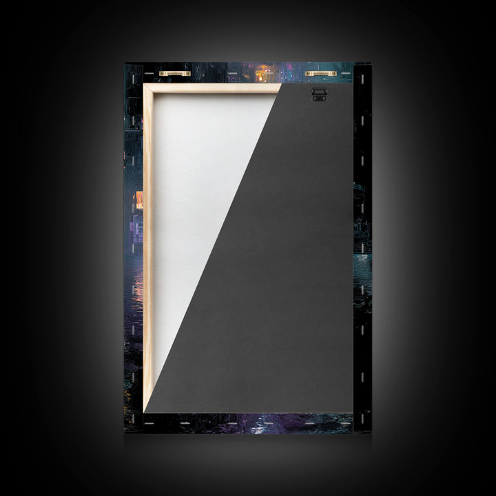 Floating Glass Architecture Above Reflective Water Canvas Print, Futuristic Art, Neutral Decor, Living Room Decor, Future, FUT-2x3-35