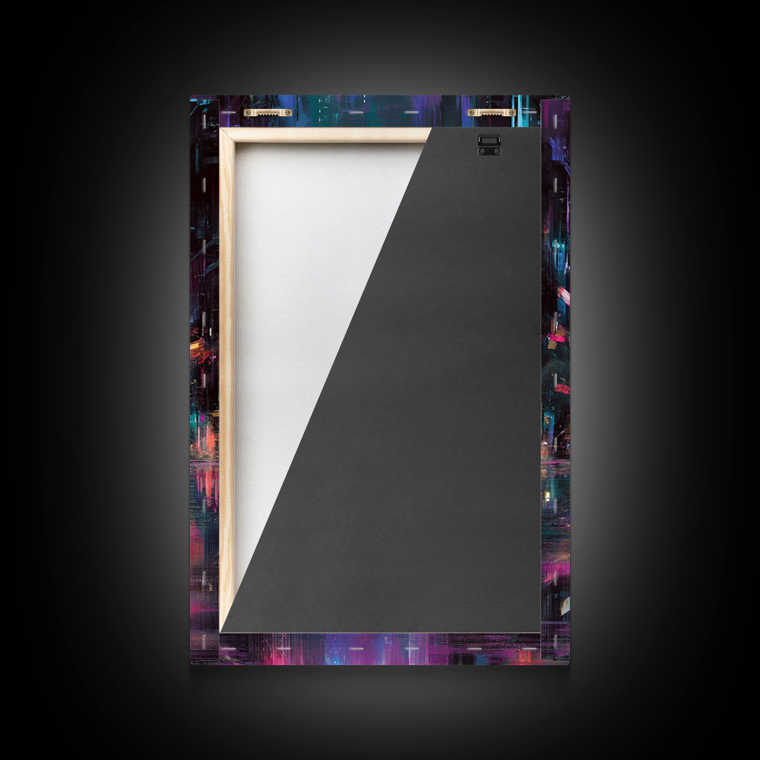Digital Aurora Above a Clean White City Framed Canvas Print, Futuristic Art, Modern Art, Living Room Decor, Abstract Art, FUT-2x3-56