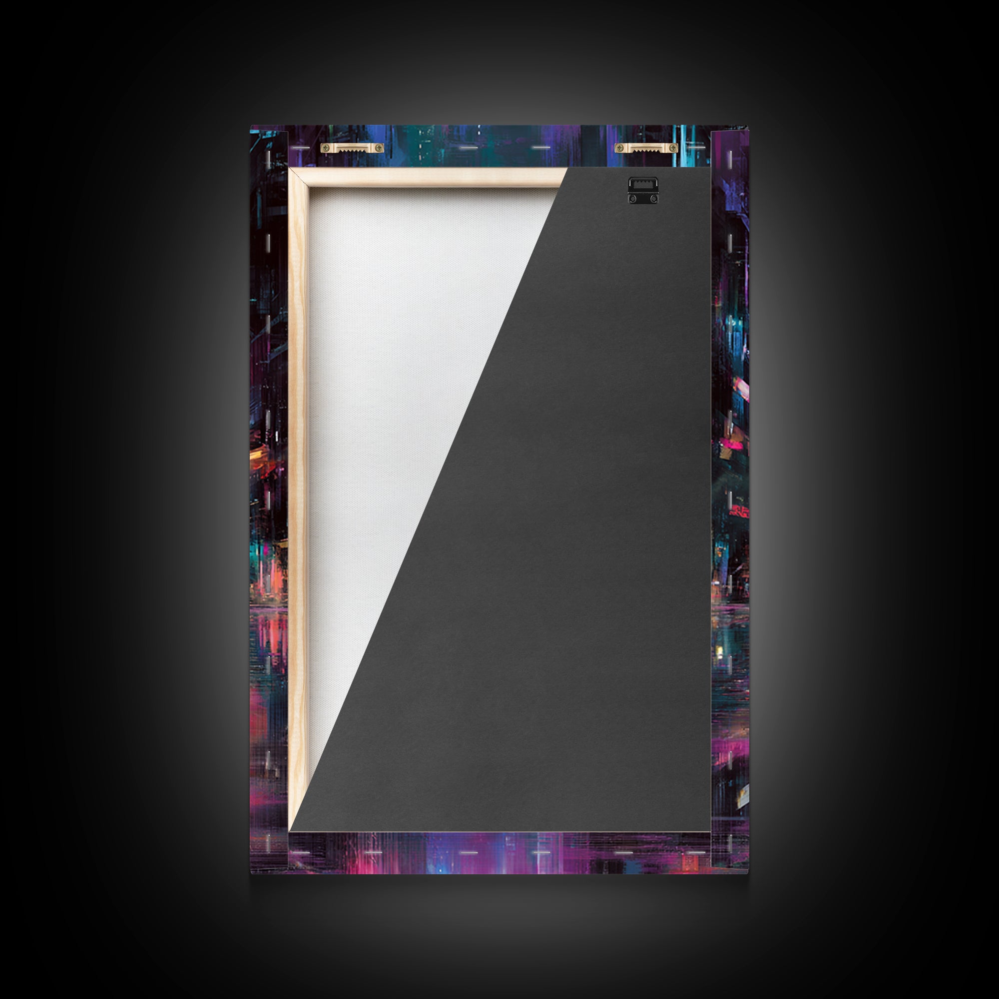 Digital Aurora Above a Clean White City Framed Canvas Print, Futuristic Art, Modern Art, Living Room Decor, Abstract Art, FUT-2x3-56