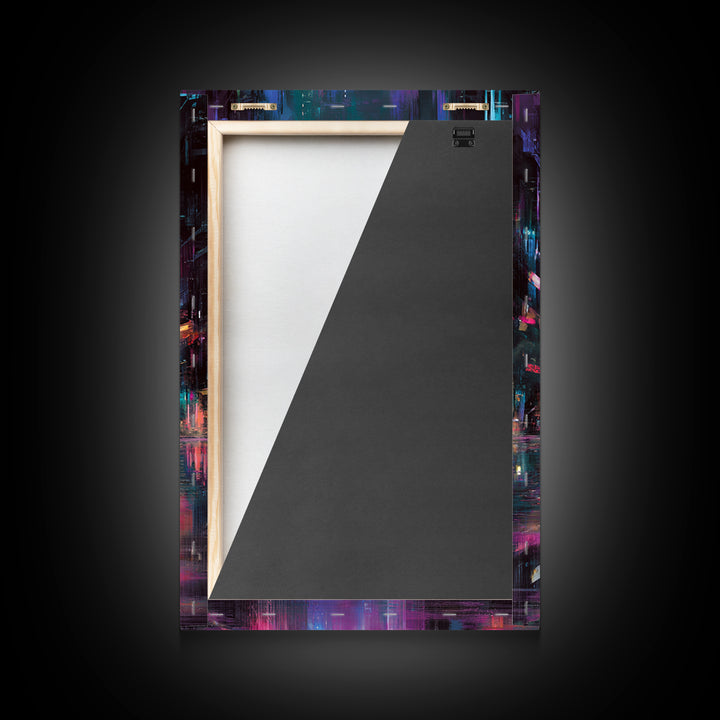 Digital Aurora Above a Clean White City Framed Canvas Print, Futuristic Art, Modern Art, Living Room Decor, Abstract Art, FUT-2x3-56