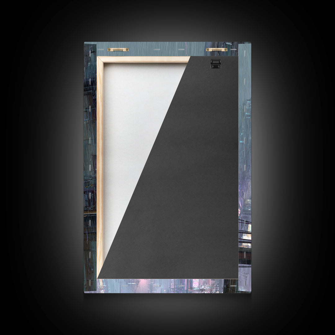 Futurist Bird Made of Panels and Light Framed Canvas Print, Futuristic Art, Steampunk Decor, Living Room Decor, Future, FUT-2x3-78